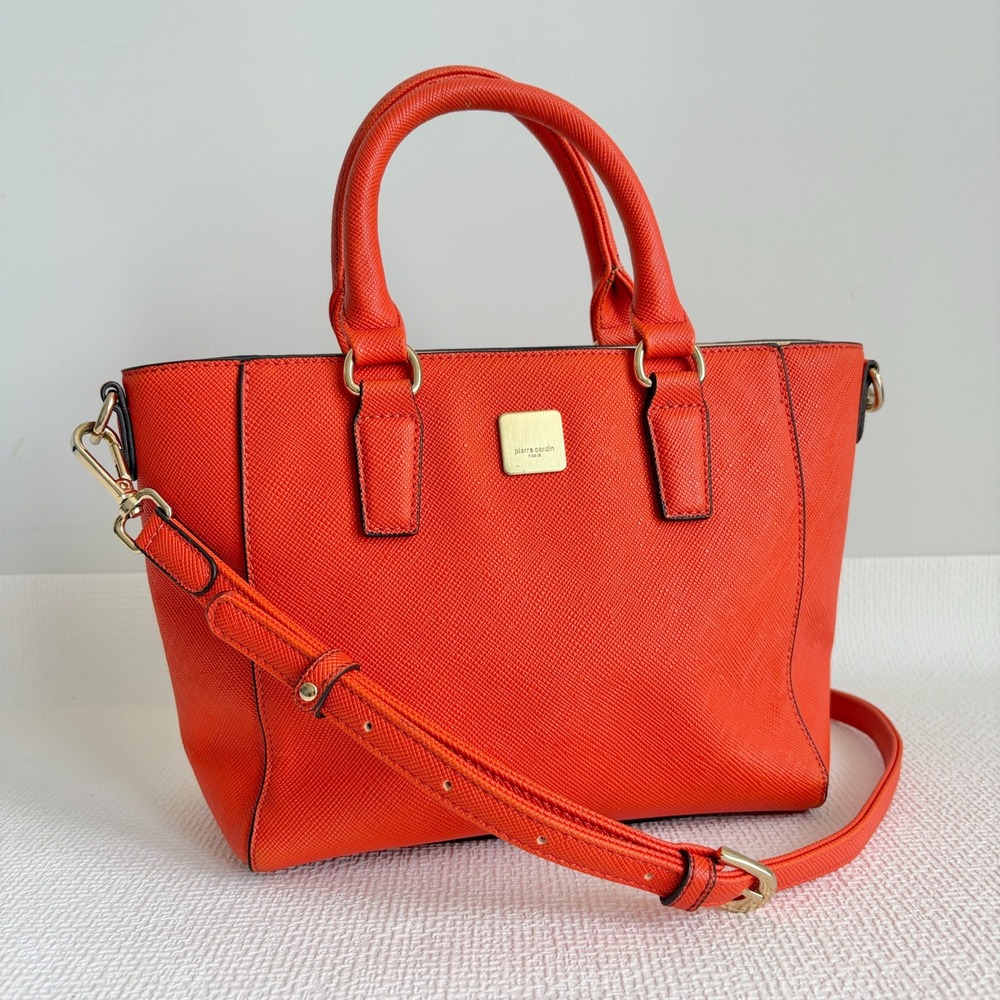 Pierre Cardin Satchel Crossbody Bag Orange Medium Classy Capsule Autumn Chic